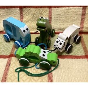 J'adore Paris Animal Wooden Pull Toy Lot Of Four Ellah Dusty Pacey Aiden Kids